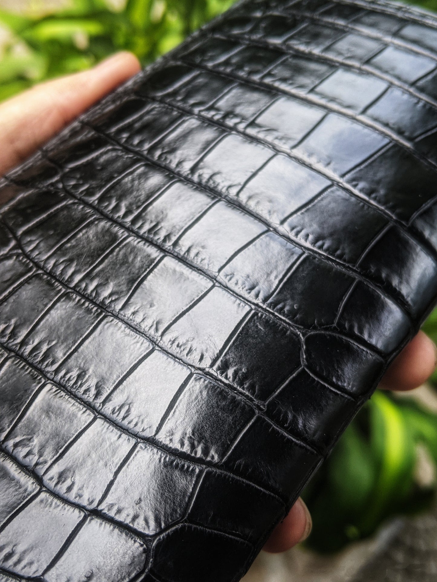 Black Alligator Leather Long Wallet