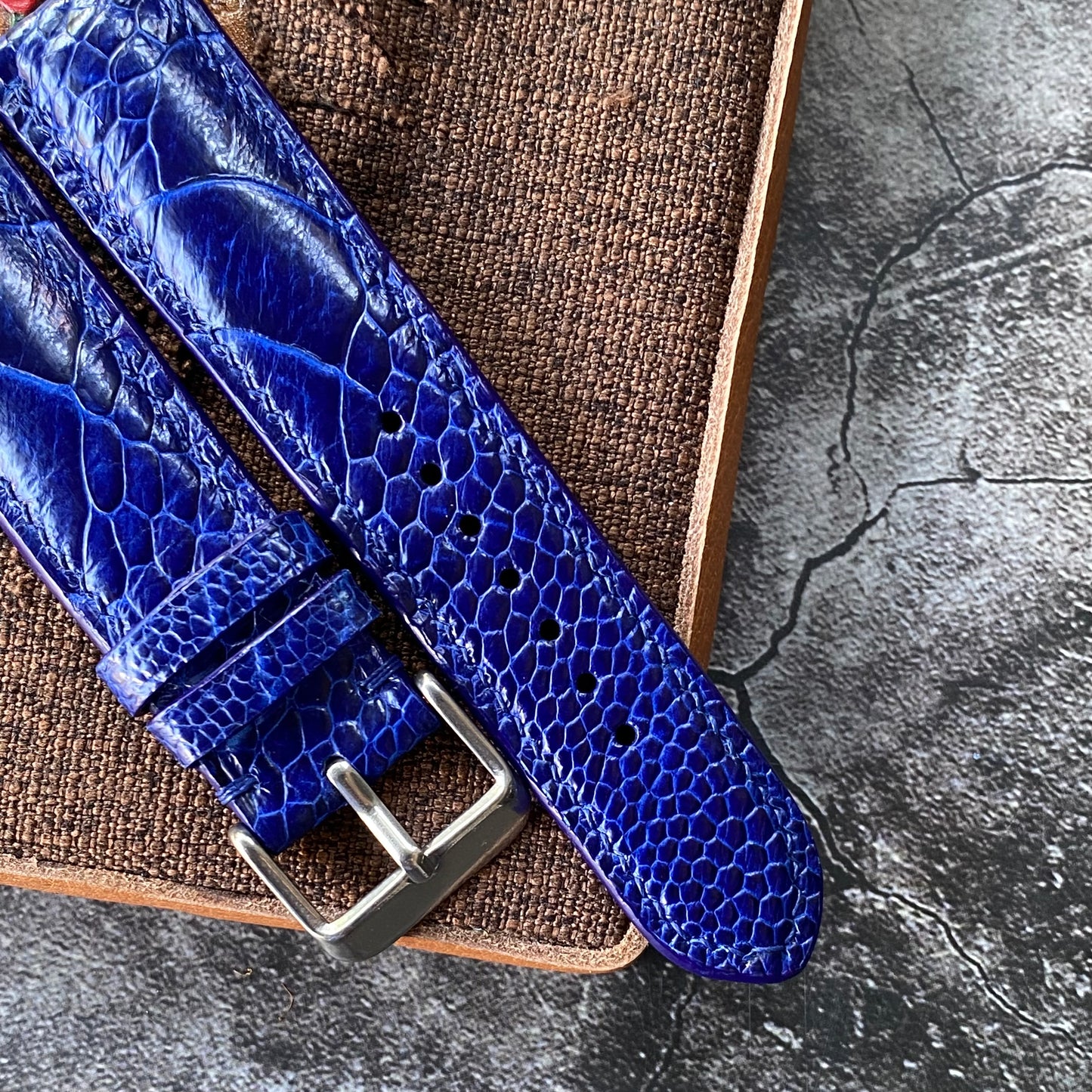 Blue Ostrich Leg Watch Straps