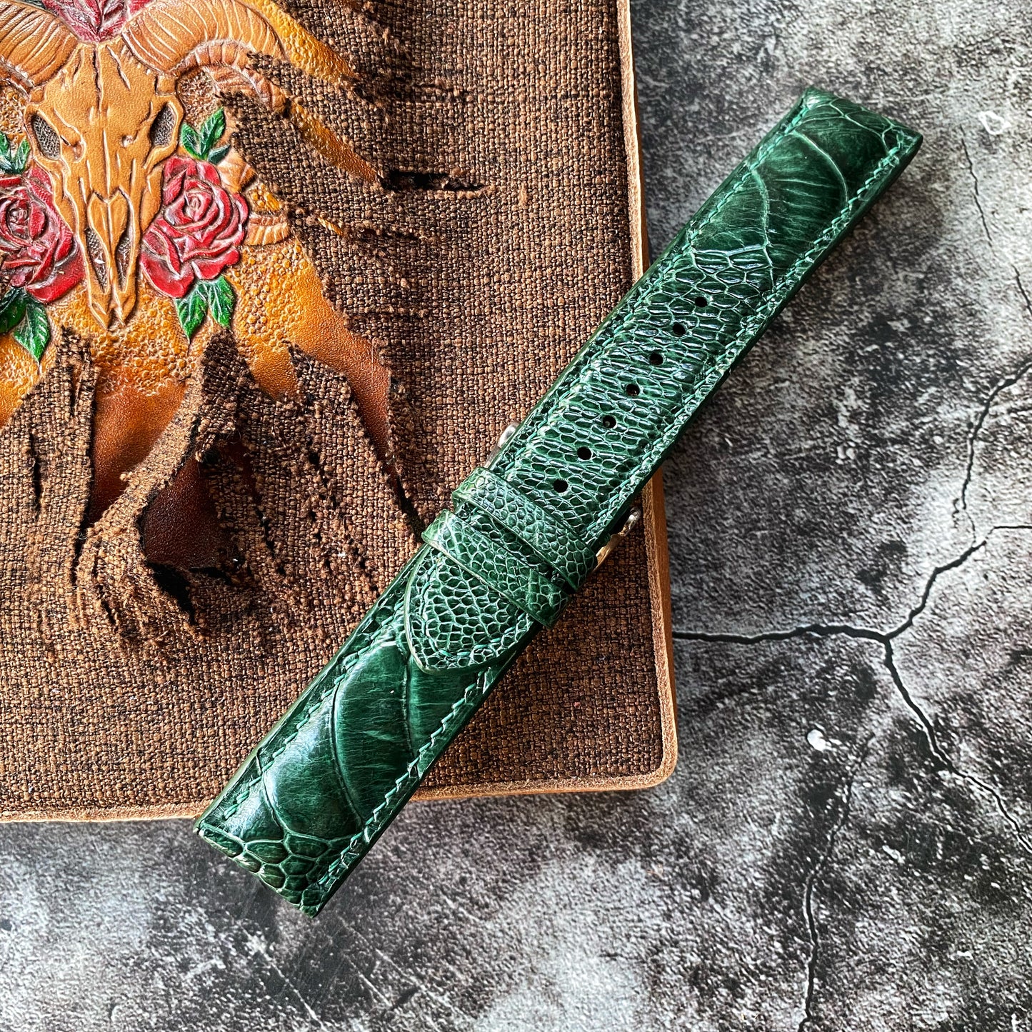 Green Ostrich Leg Watch Straps