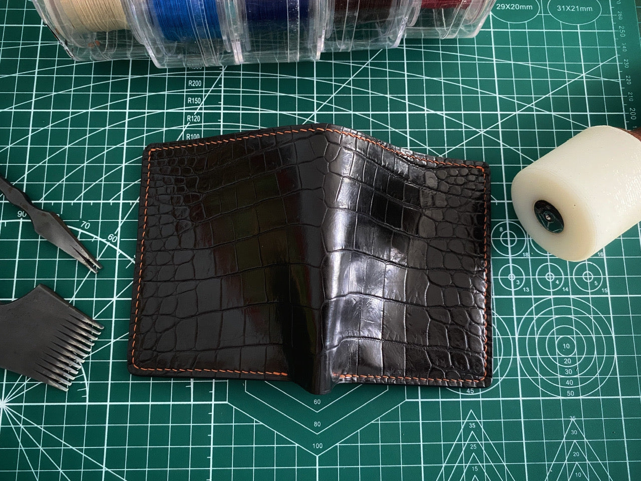 Custom Black Alligator Leather Wallet
