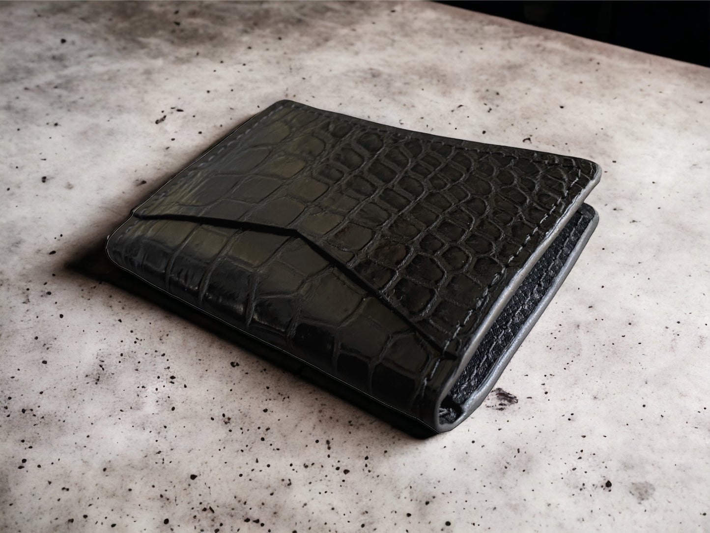 Black Alligator Bifold Card Holder