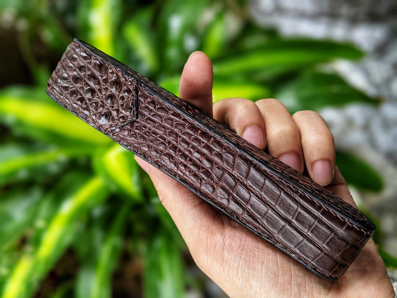 Brown Alligator Pen Case