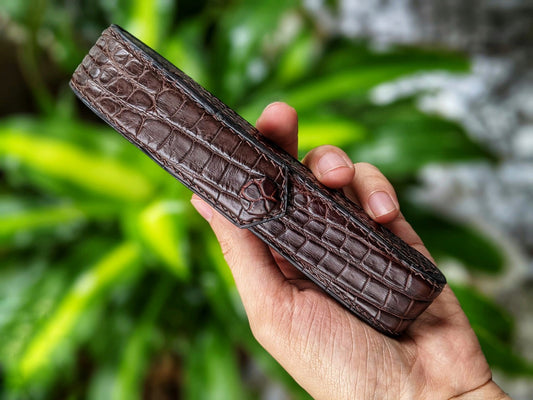 Brown Alligator Pen Case