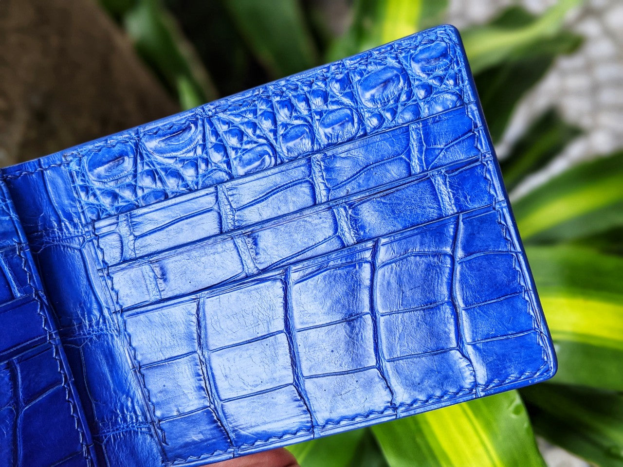 Custom Blue Alligator Leather Wallet