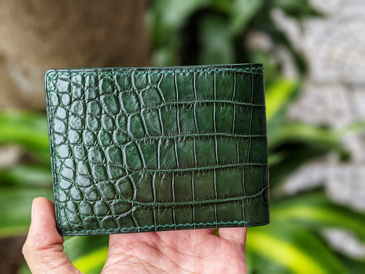 Custom Green Alligator Leather Wallet