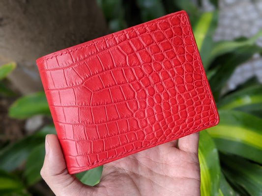 Custom Red Alligator Leather Wallet