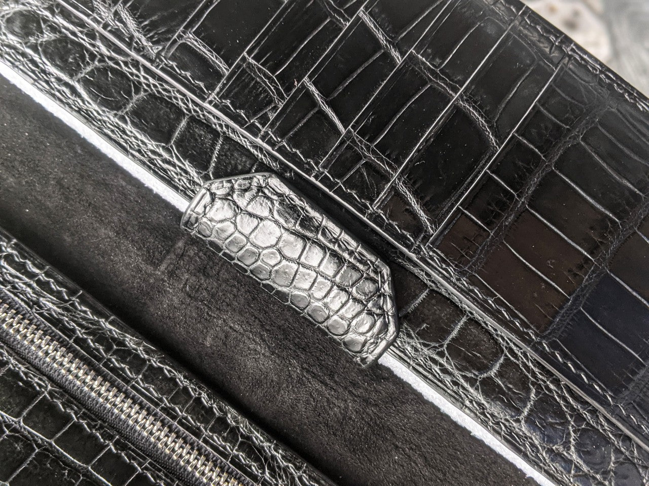 Black Alligator Leather Long Wallet