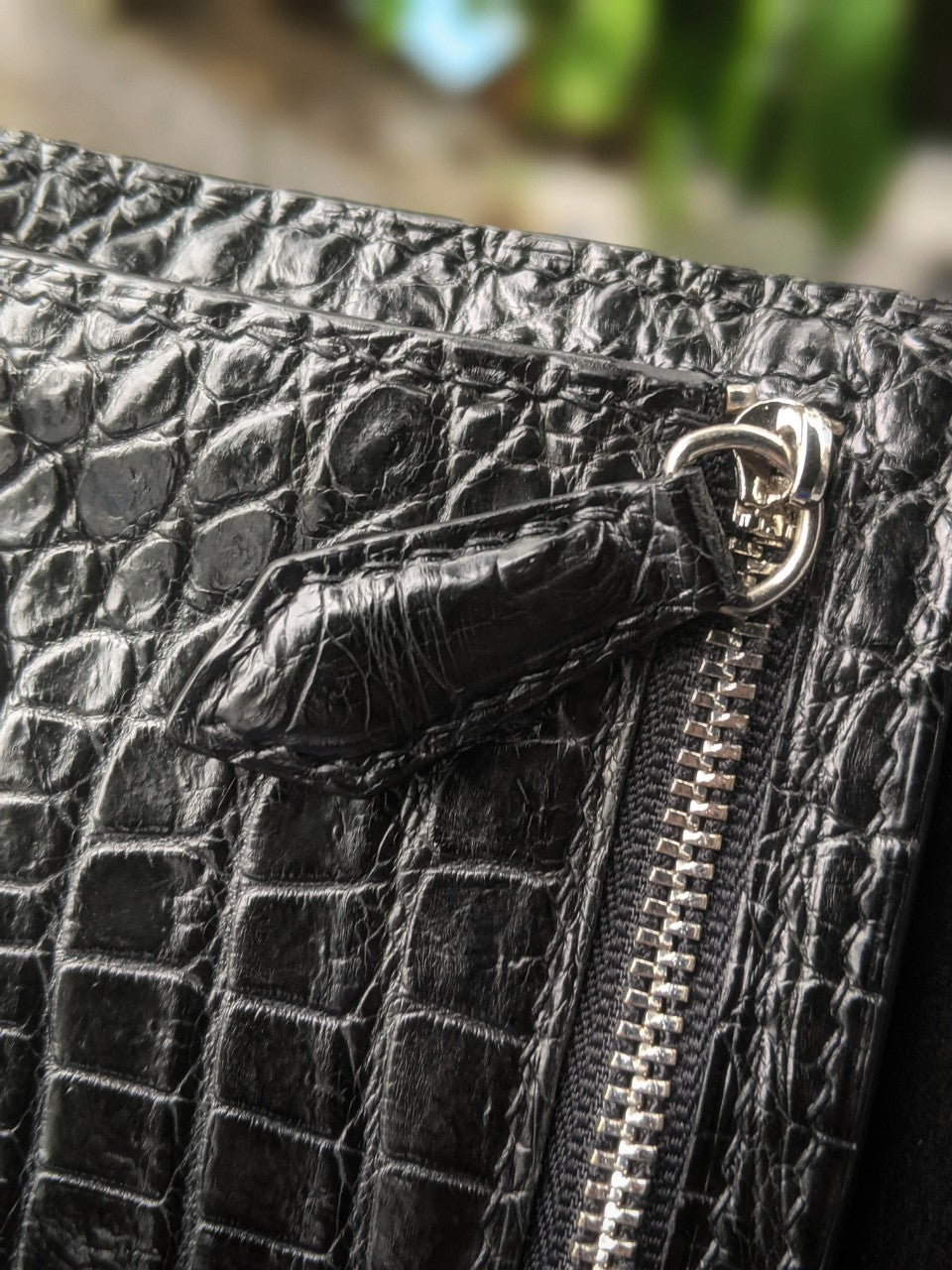 Black Alligator Leather Long Wallet