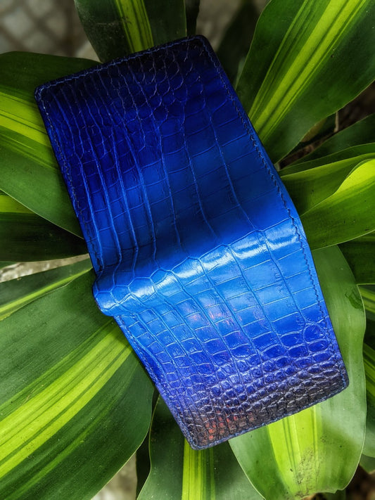 Custom Patina Blue Alligator Leather Wallet