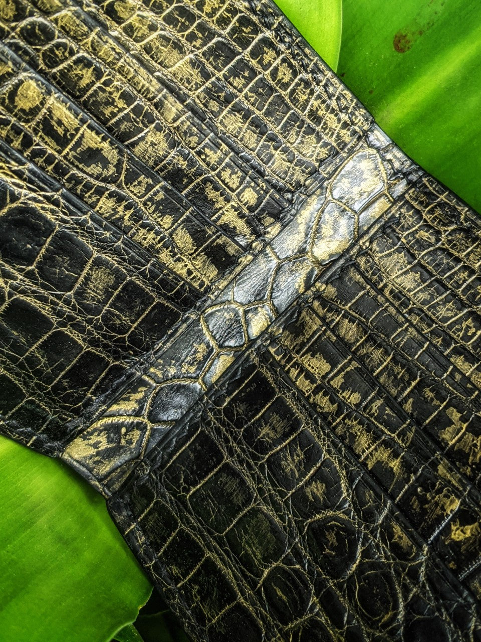 Custom Black Mix Gold Alligator Leather Wallet