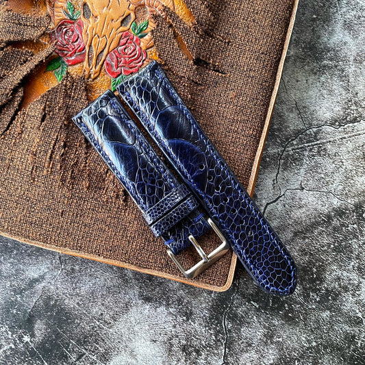 Navy Blue Ostrich Leg Watch Straps