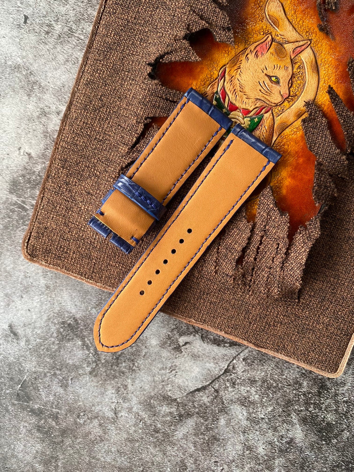 Navy Blue Alligator Watch Straps