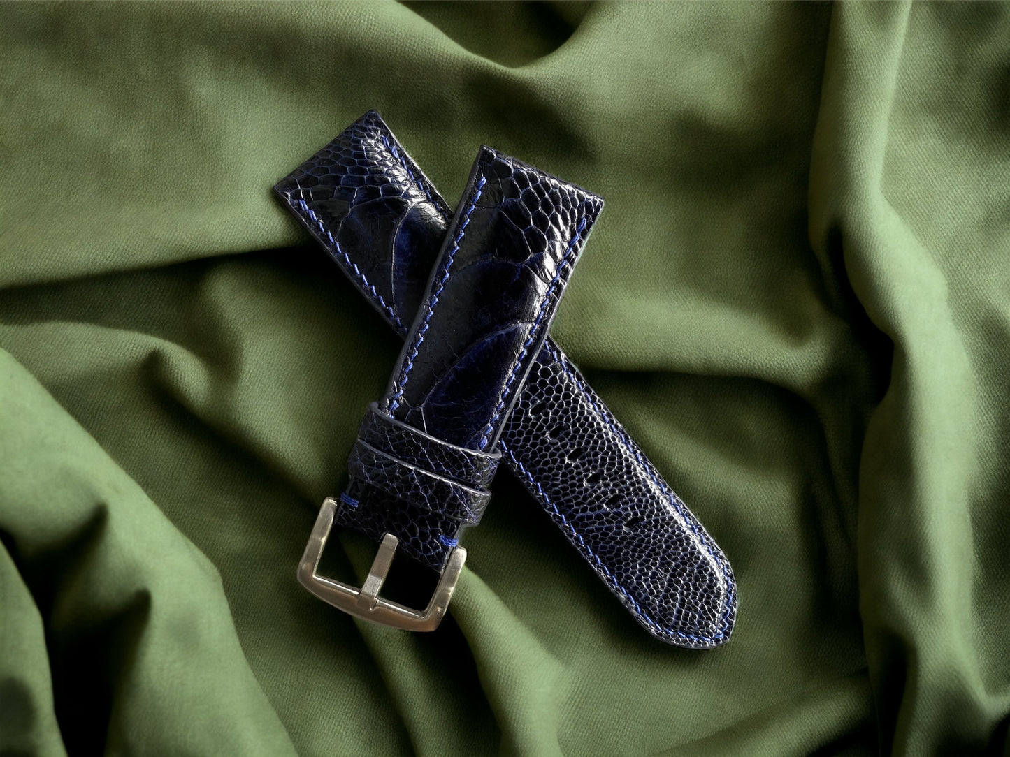 Panerai Navy Blue Ostrich Leg Watch Straps