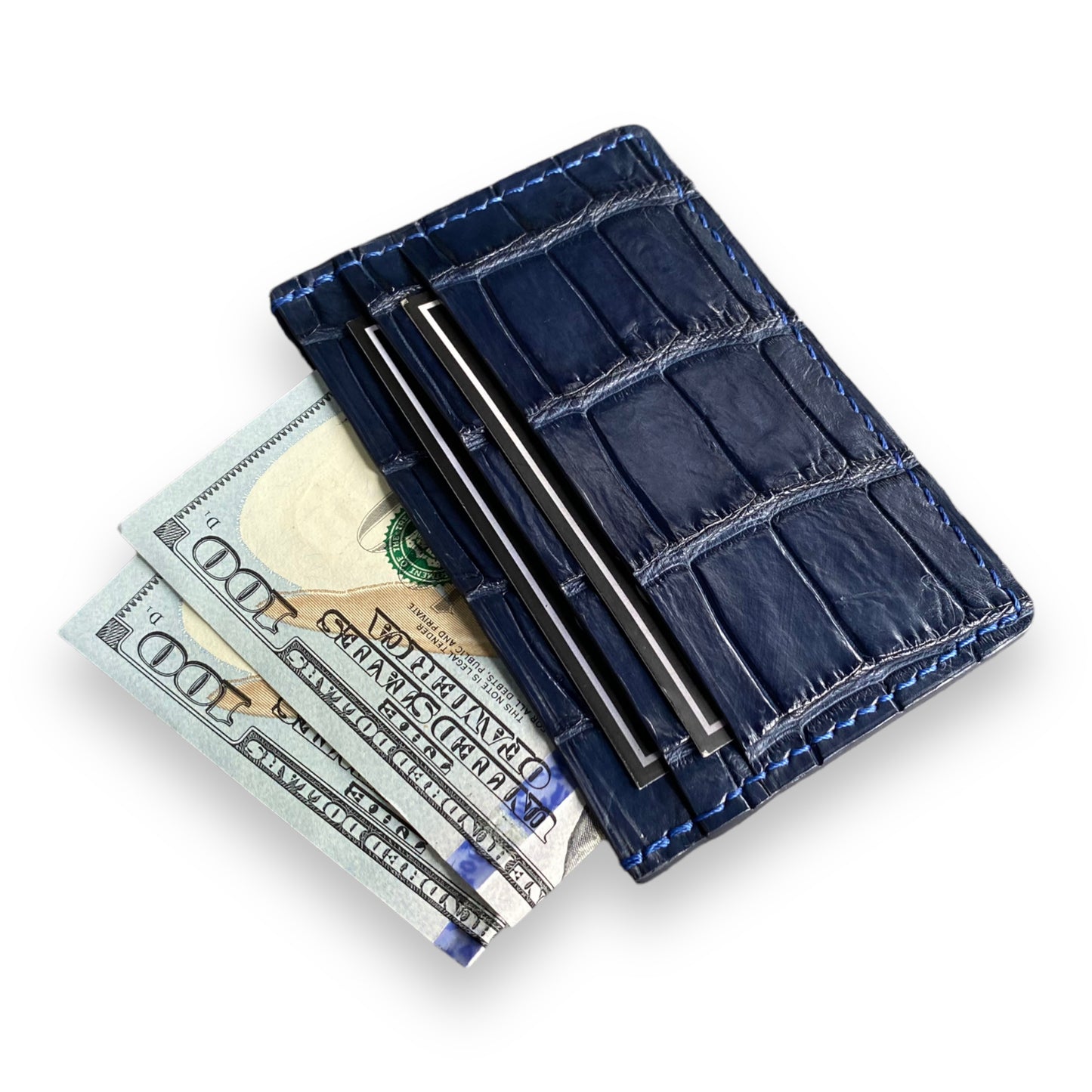 Navy Blue Alligator Card Holder