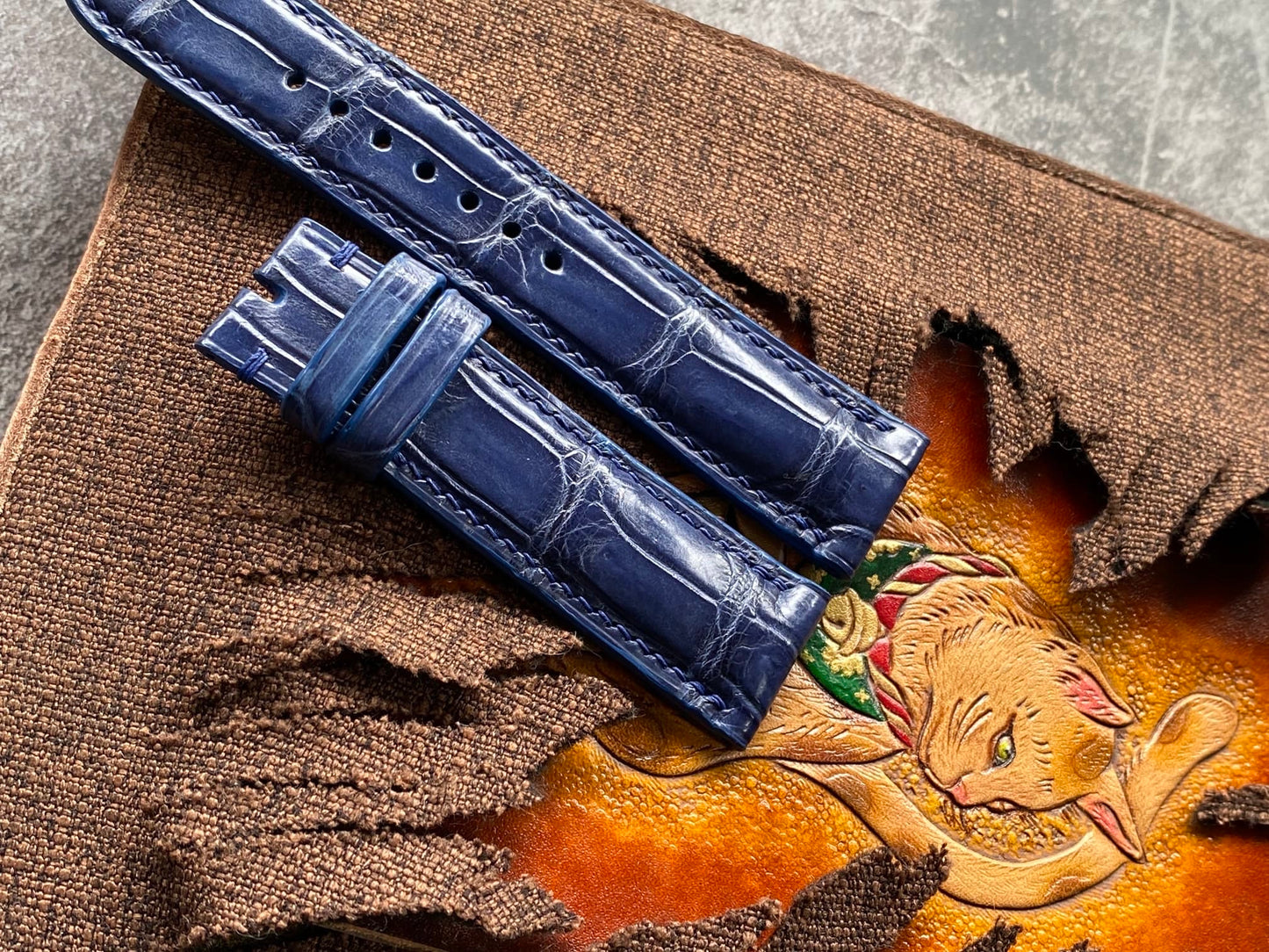 Navy Blue Alligator Watch Straps