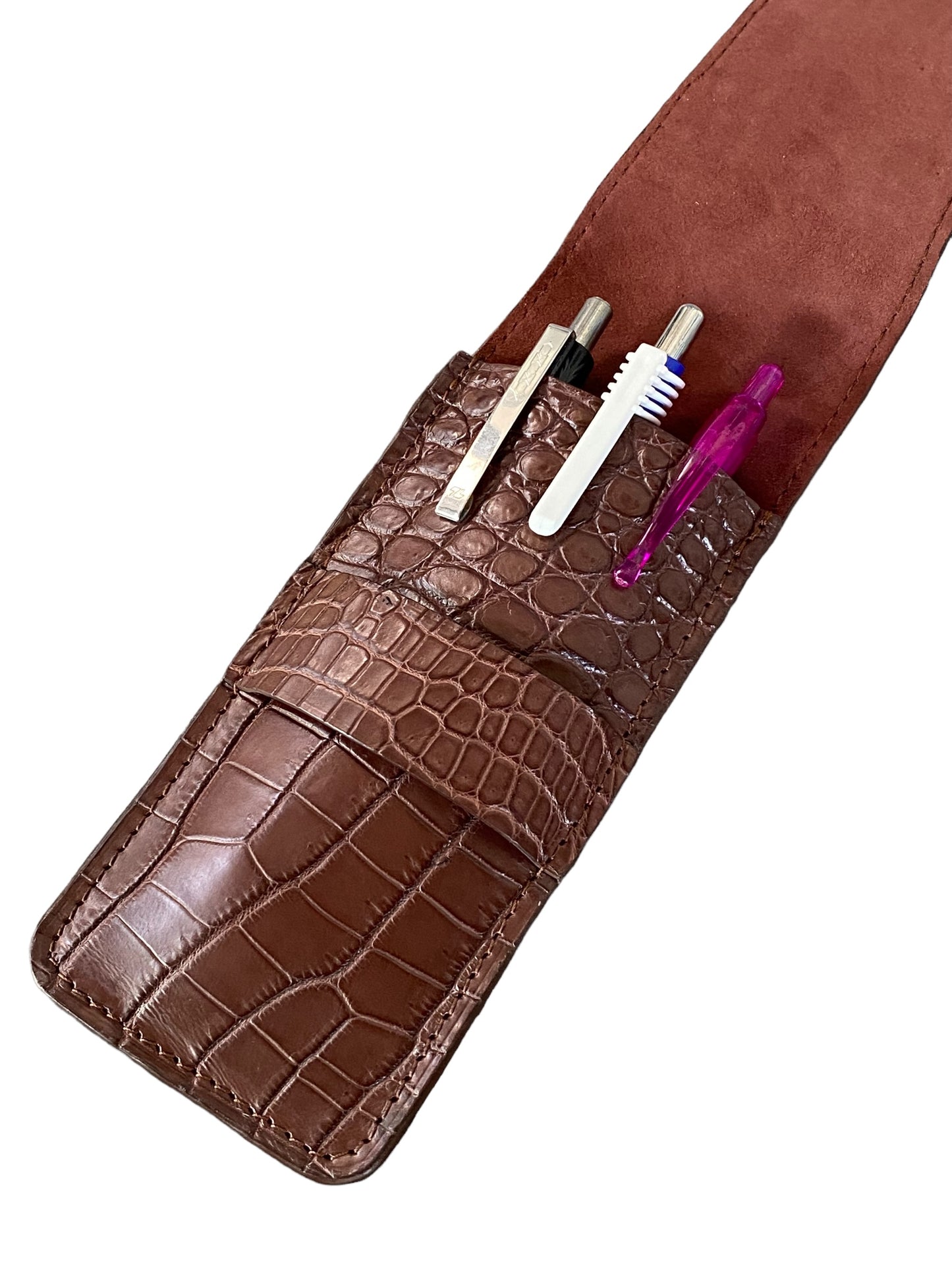 Brown Alligator Pen Case