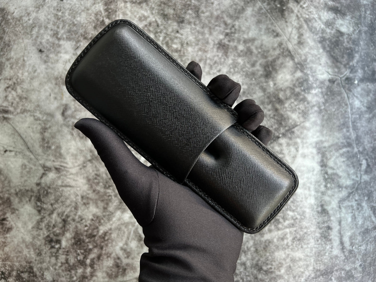 Handmade Black Leather Cigar Case, Leather Cigar Humidor, 2 to 3 Tubes Cigar Case