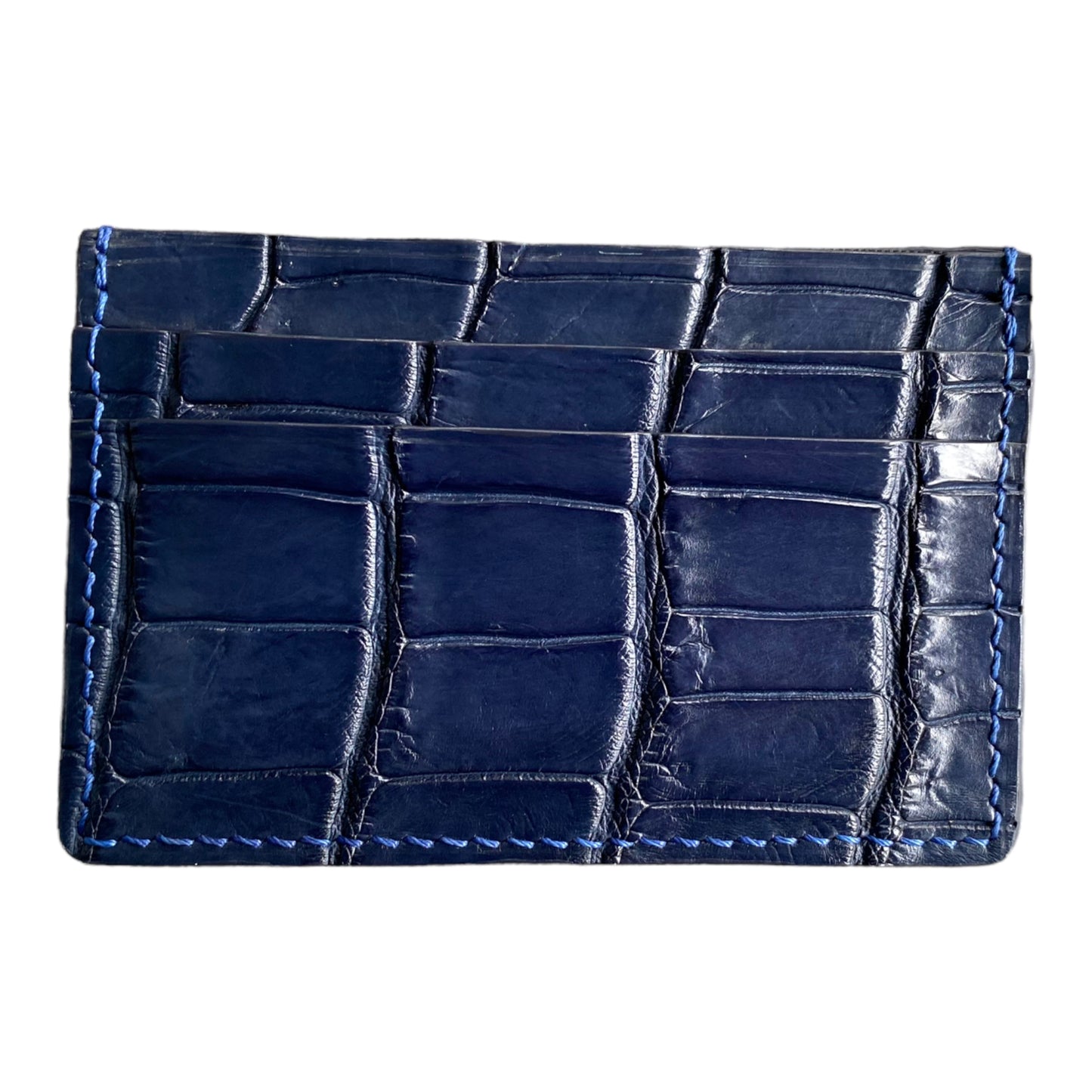 Navy Blue Alligator Card Holder