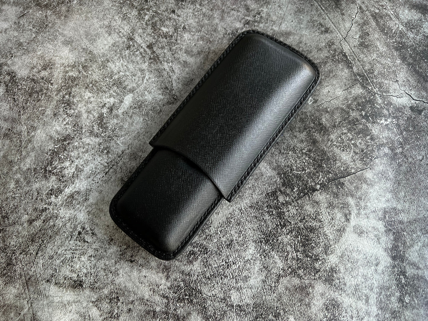 Handmade Black Leather Cigar Case, Leather Cigar Humidor, 2 to 3 Tubes Cigar Case
