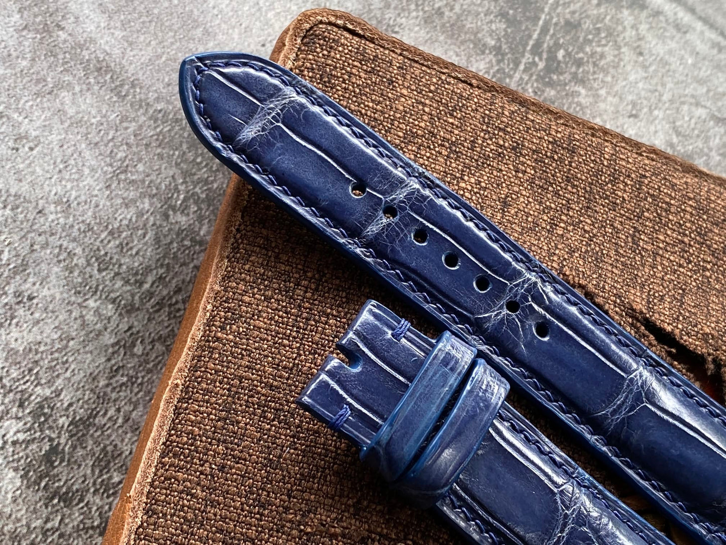 Navy Blue Alligator Watch Straps