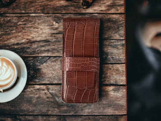 Brown Alligator Pen Case