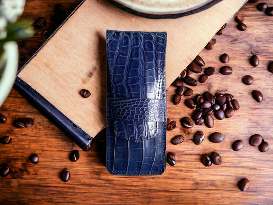 Navy Blue Alligator Pen Case
