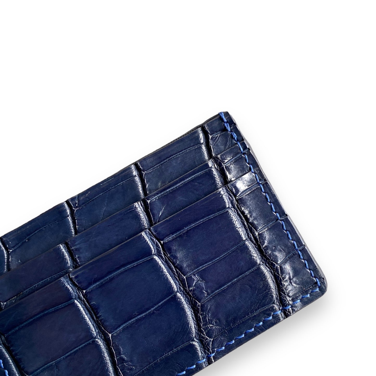 Navy Blue Alligator Card Holder