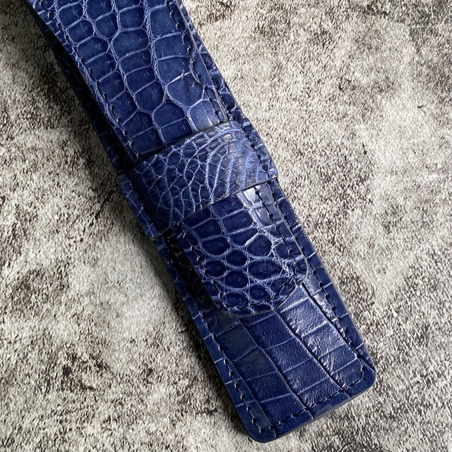 Navy Blue Alligator Pen Case