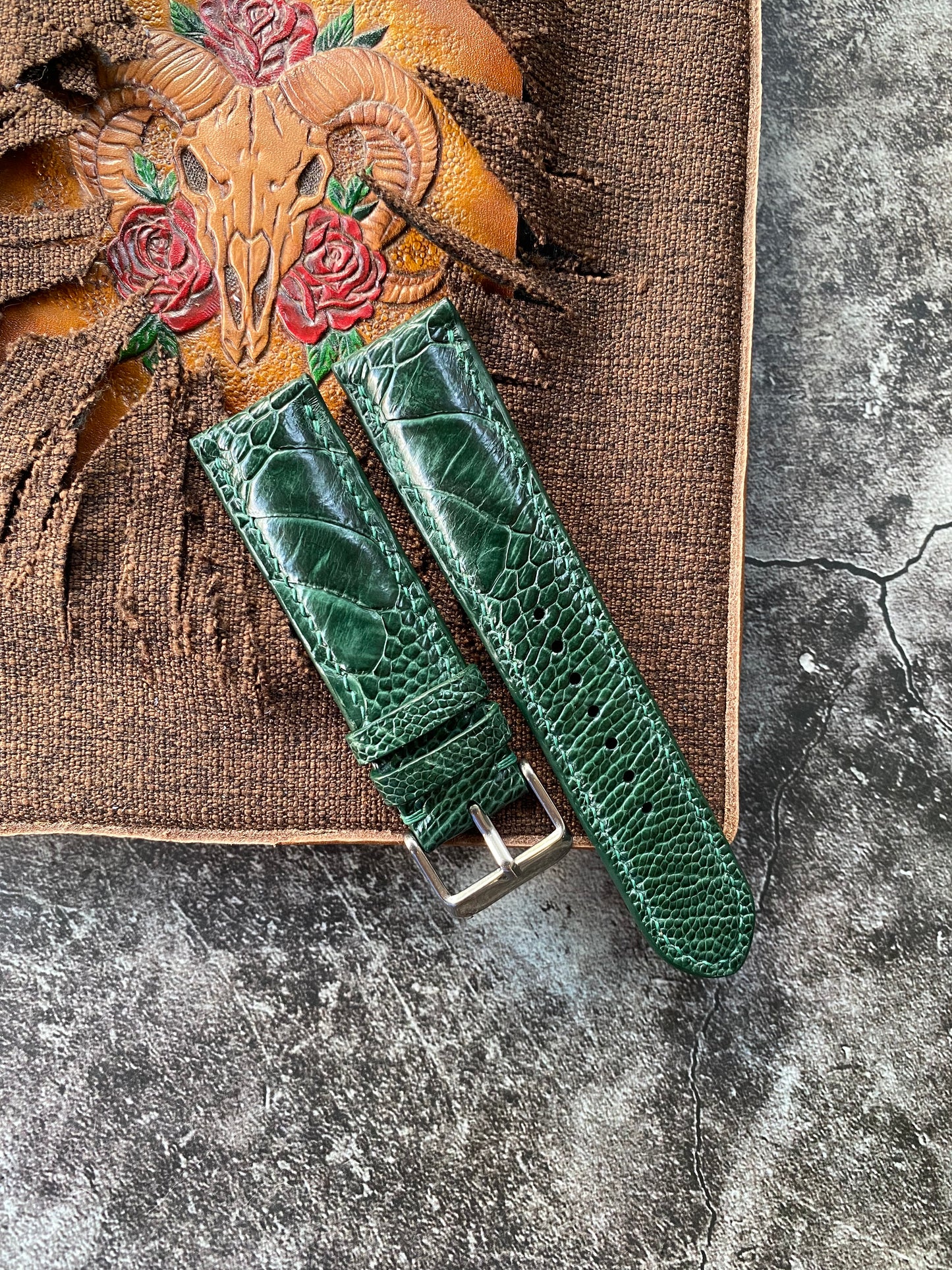 Green Ostrich Leg Watch Straps