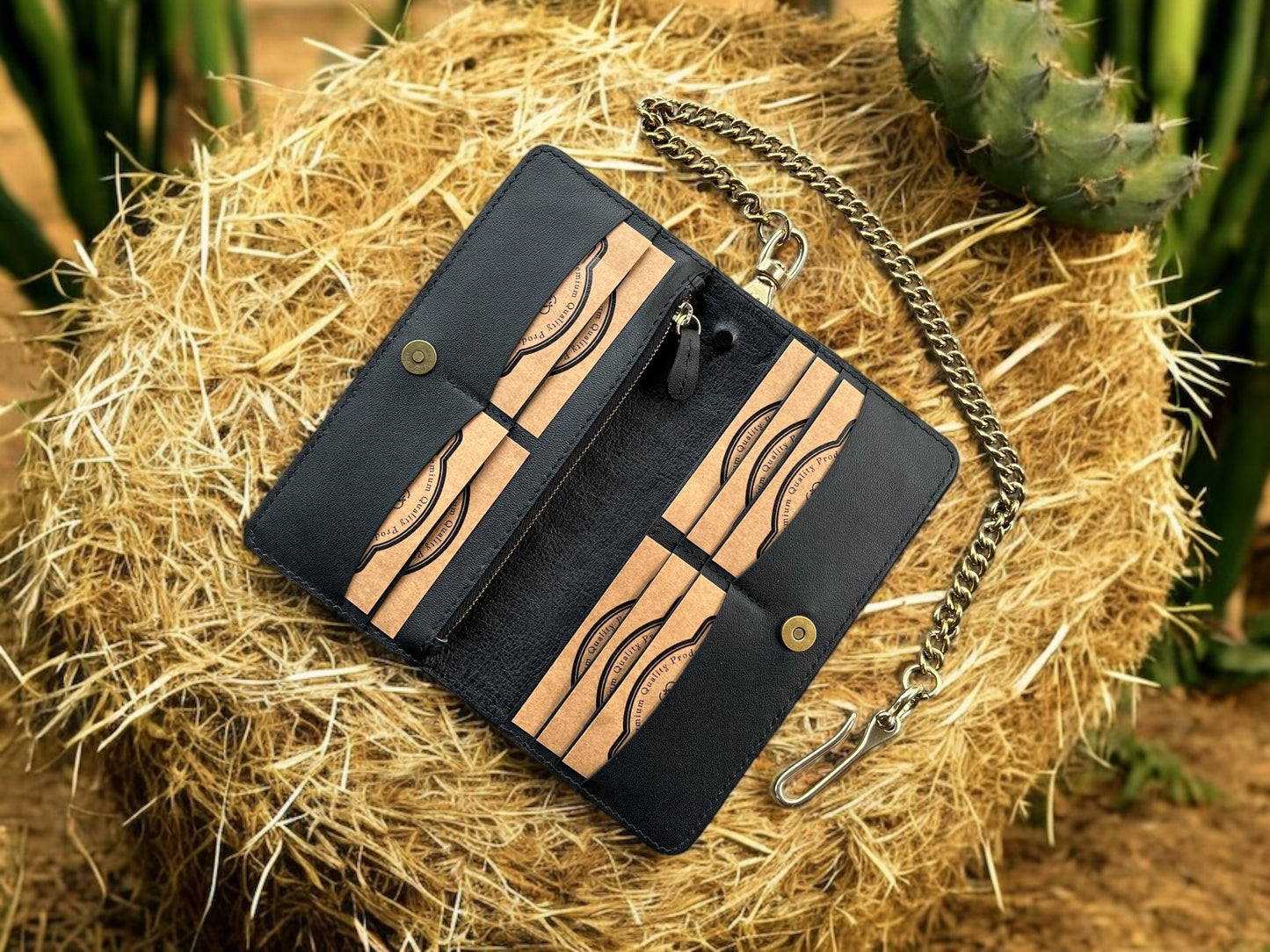 Skull Joker Leather Carving Long Wallet