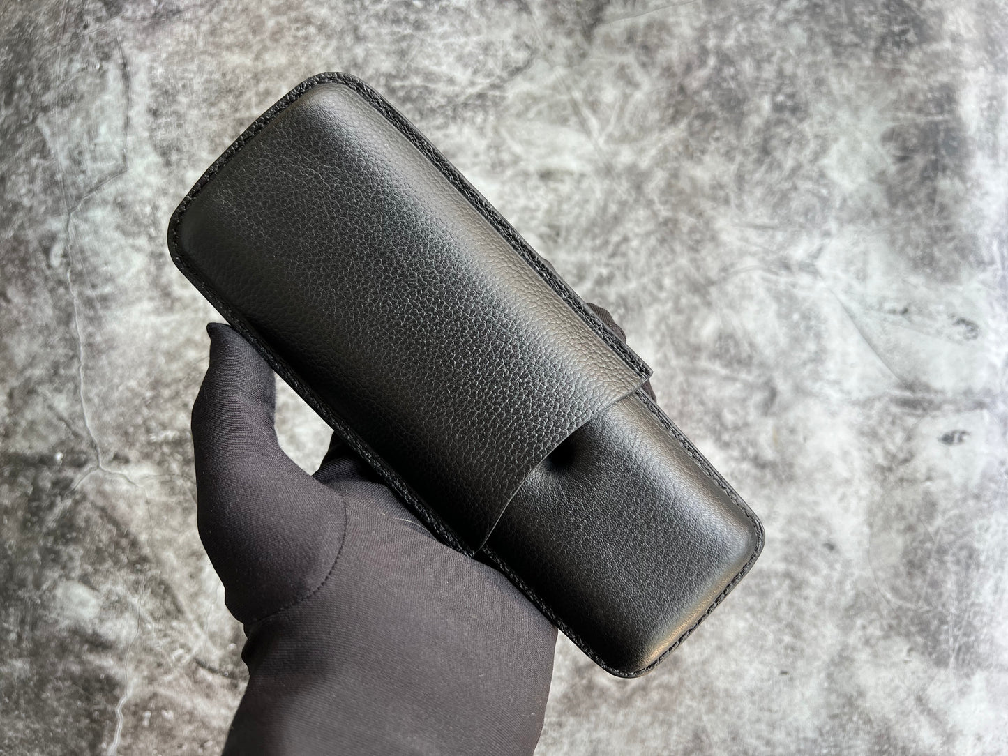 Handmade Black Leather Cigar Case, Leather Cigar Humidor, 2 to 3 Tubes Cigar Case