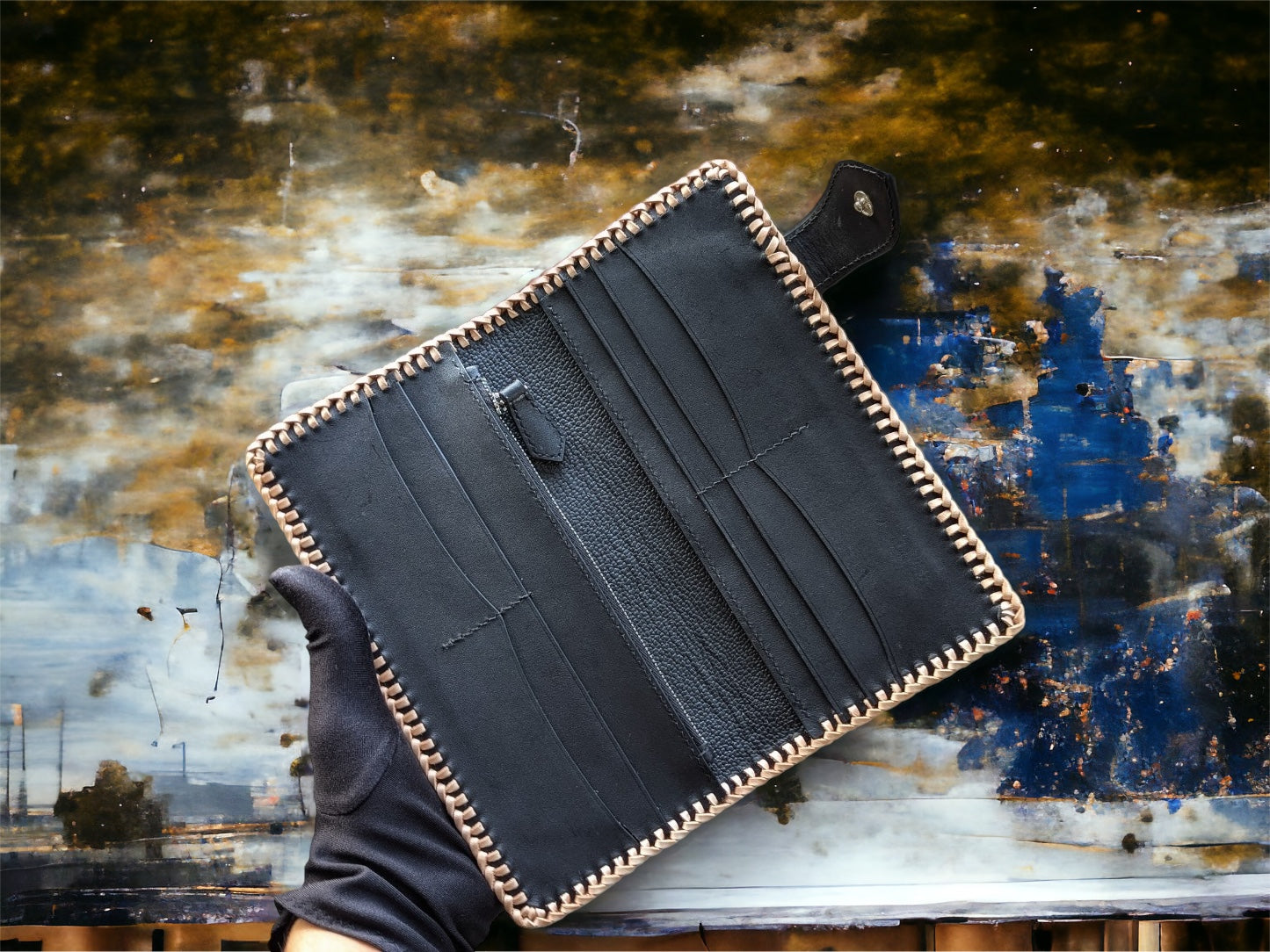 Custom Hand-Carved Skull Long Wallet