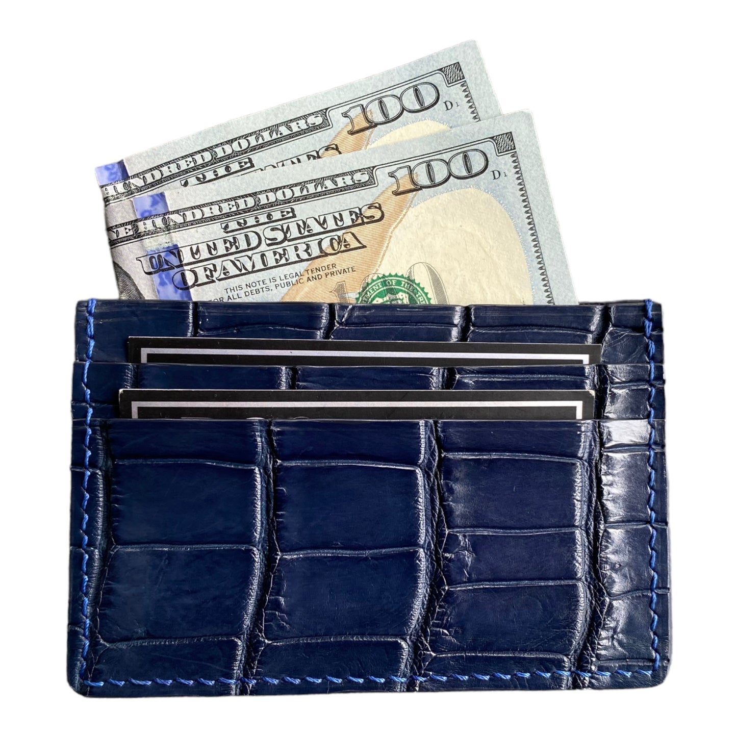 Navy Blue Alligator Card Holder