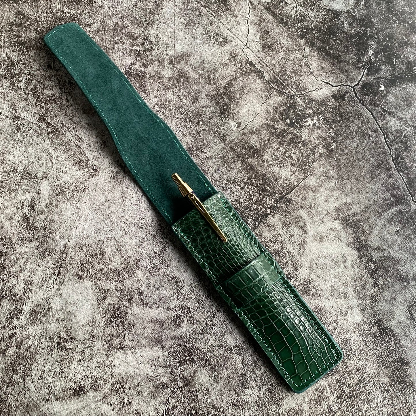 Green Alligator Pen Case