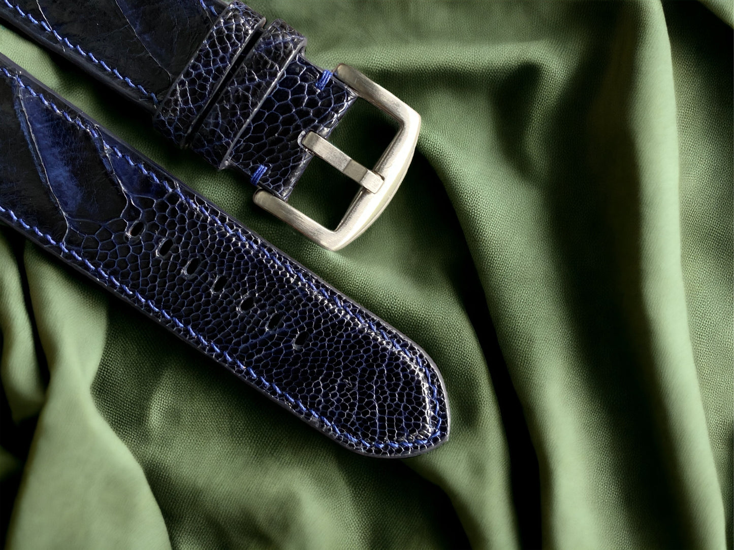 Panerai Navy Blue Ostrich Leg Watch Straps