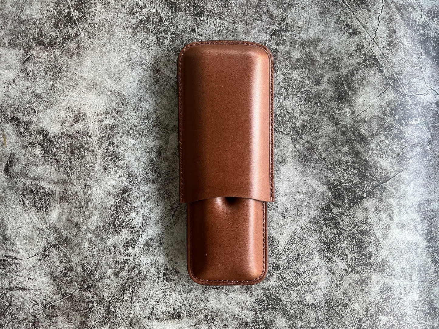 Handmade Light brown Leather Cigar Case, Leather Cigar Humidor, 2 to 3 Tubes Cigar Case
