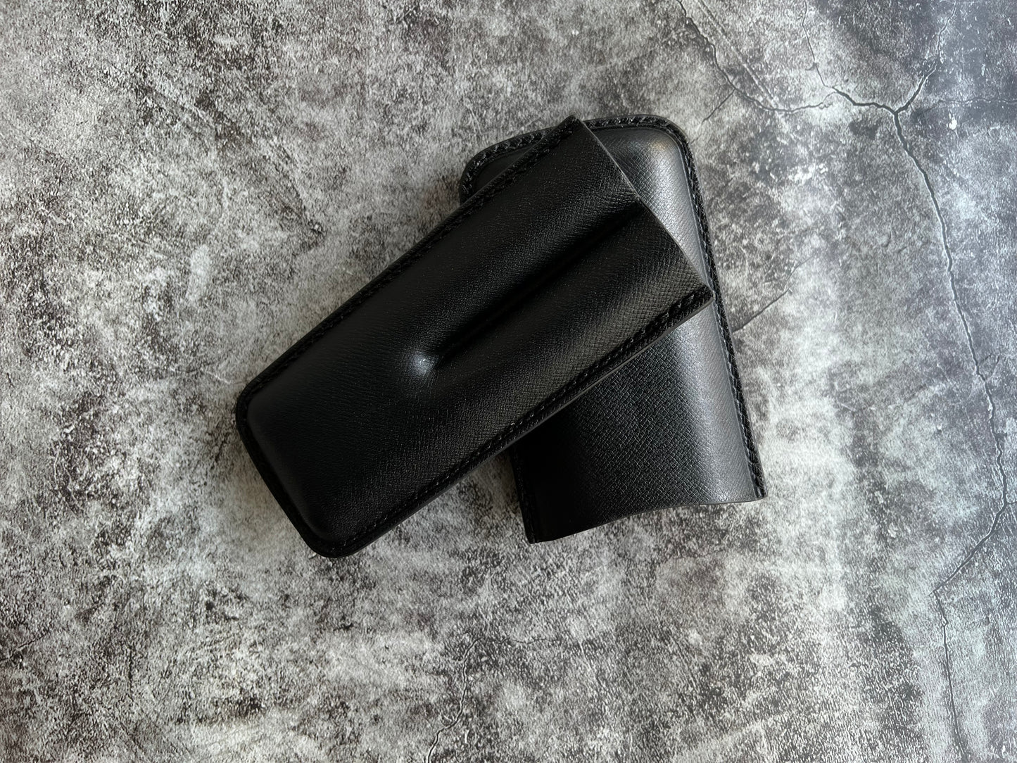Handmade Black Leather Cigar Case, Leather Cigar Humidor, 2 to 3 Tubes Cigar Case