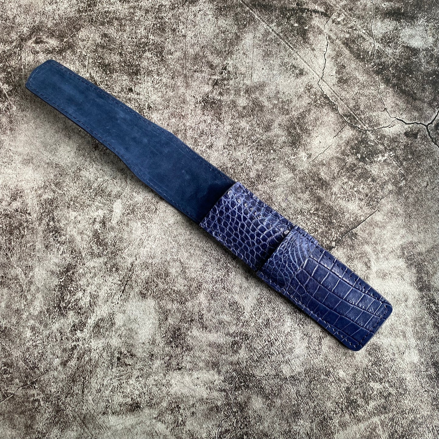 Navy Blue Alligator Pen Case