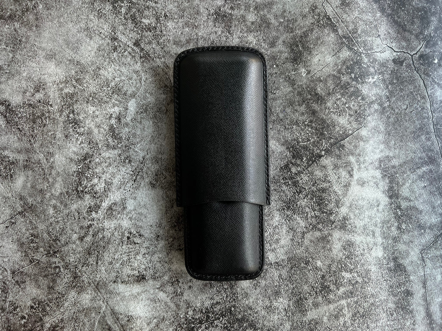 Handmade Black Leather Cigar Case, Leather Cigar Humidor, 2 to 3 Tubes Cigar Case