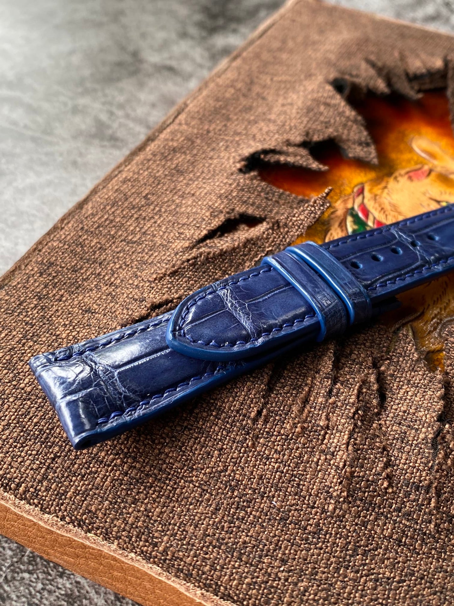 Navy Blue Alligator Watch Straps