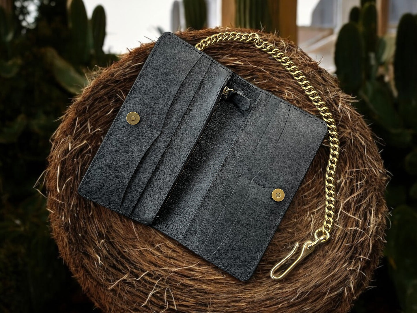 Skull Joker Leather Carving Long Wallet