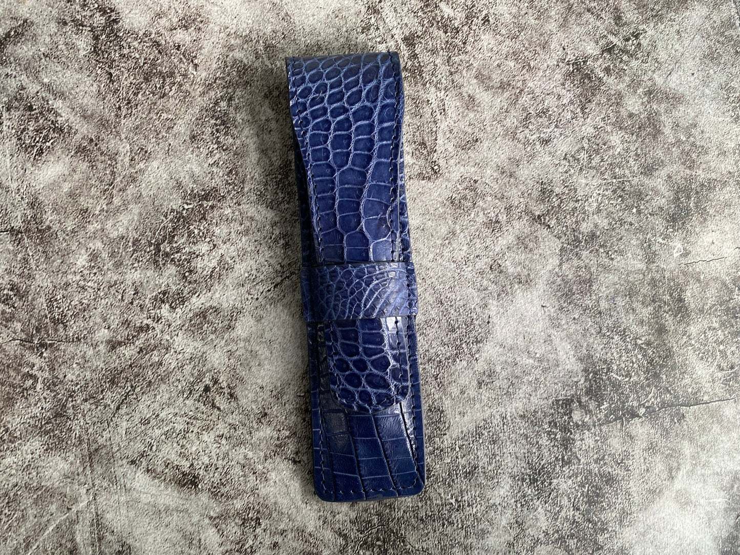 Navy Blue Alligator Pen Case
