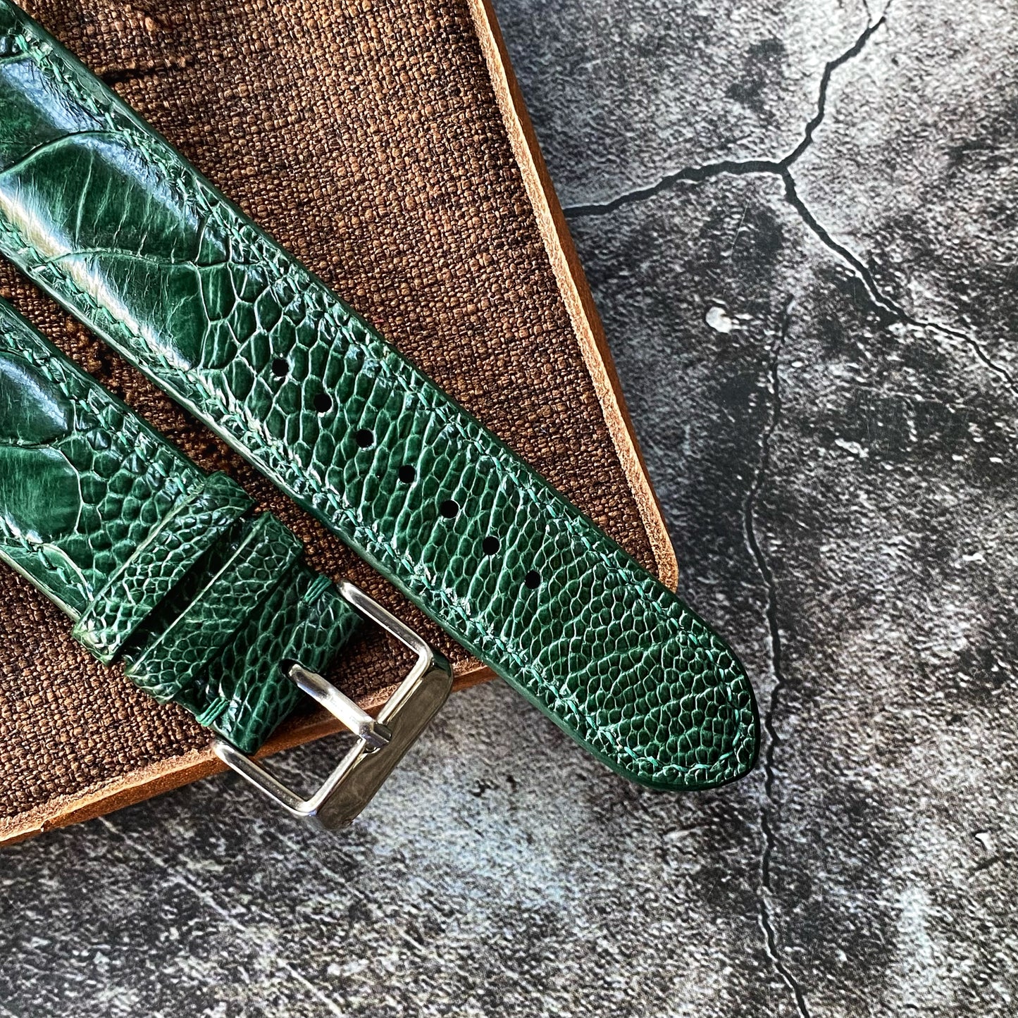 Green Ostrich Leg Watch Straps