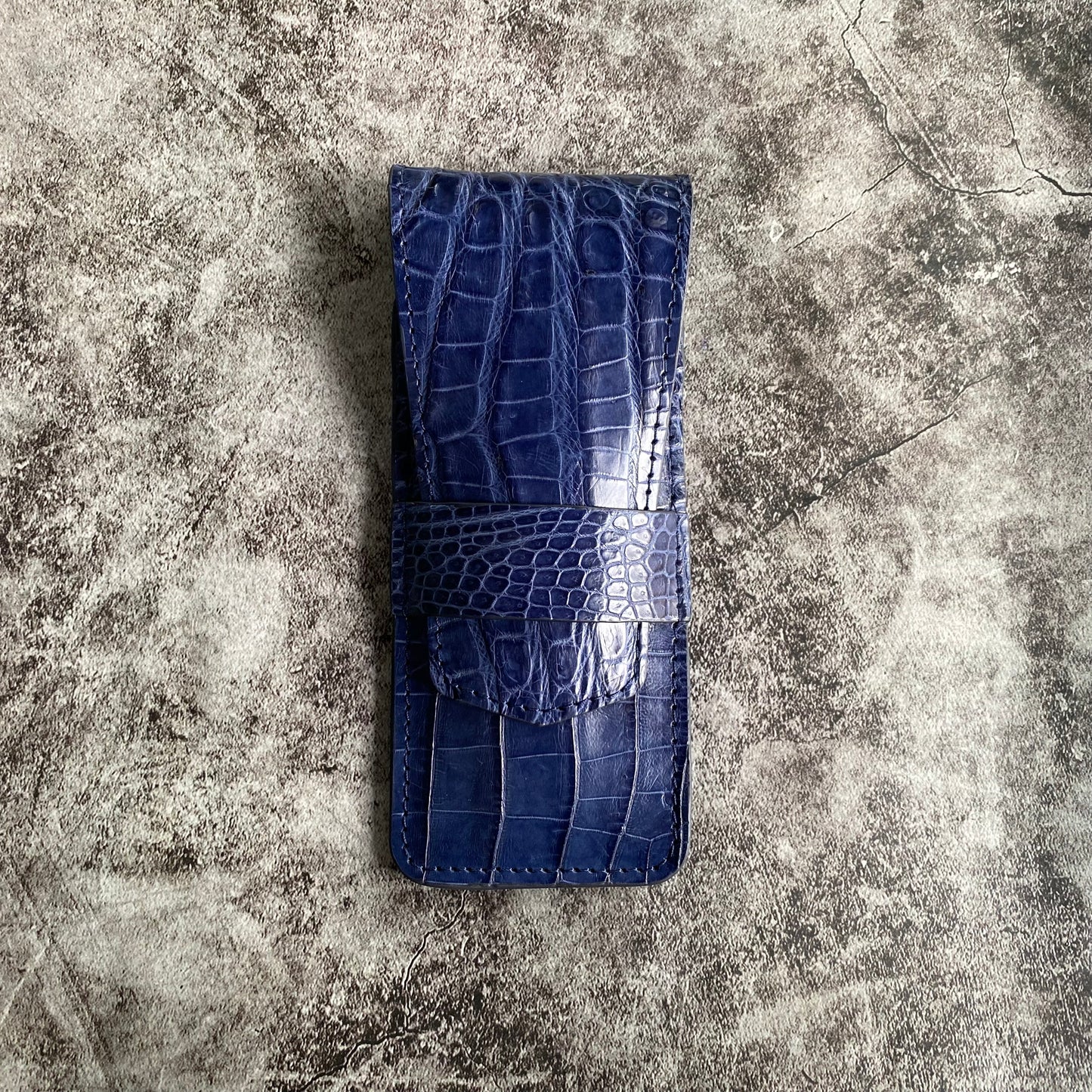 Navy Blue Alligator Pen Case