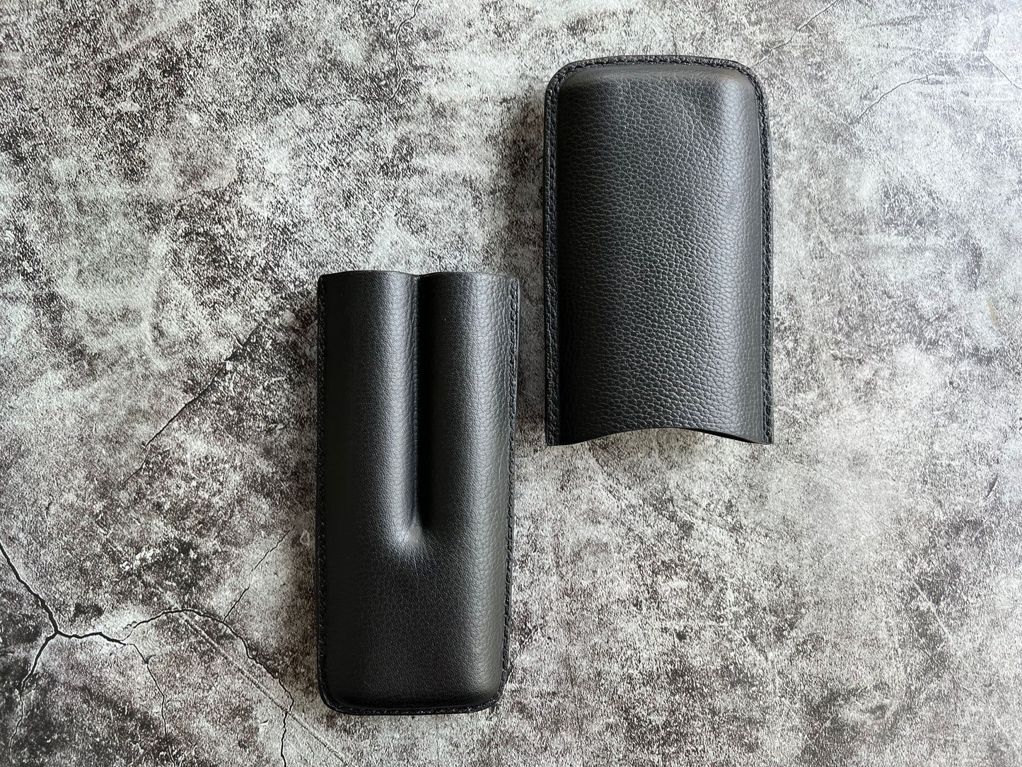 Handmade Black Leather Cigar Case, Leather Cigar Humidor, 2 to 3 Tubes Cigar Case