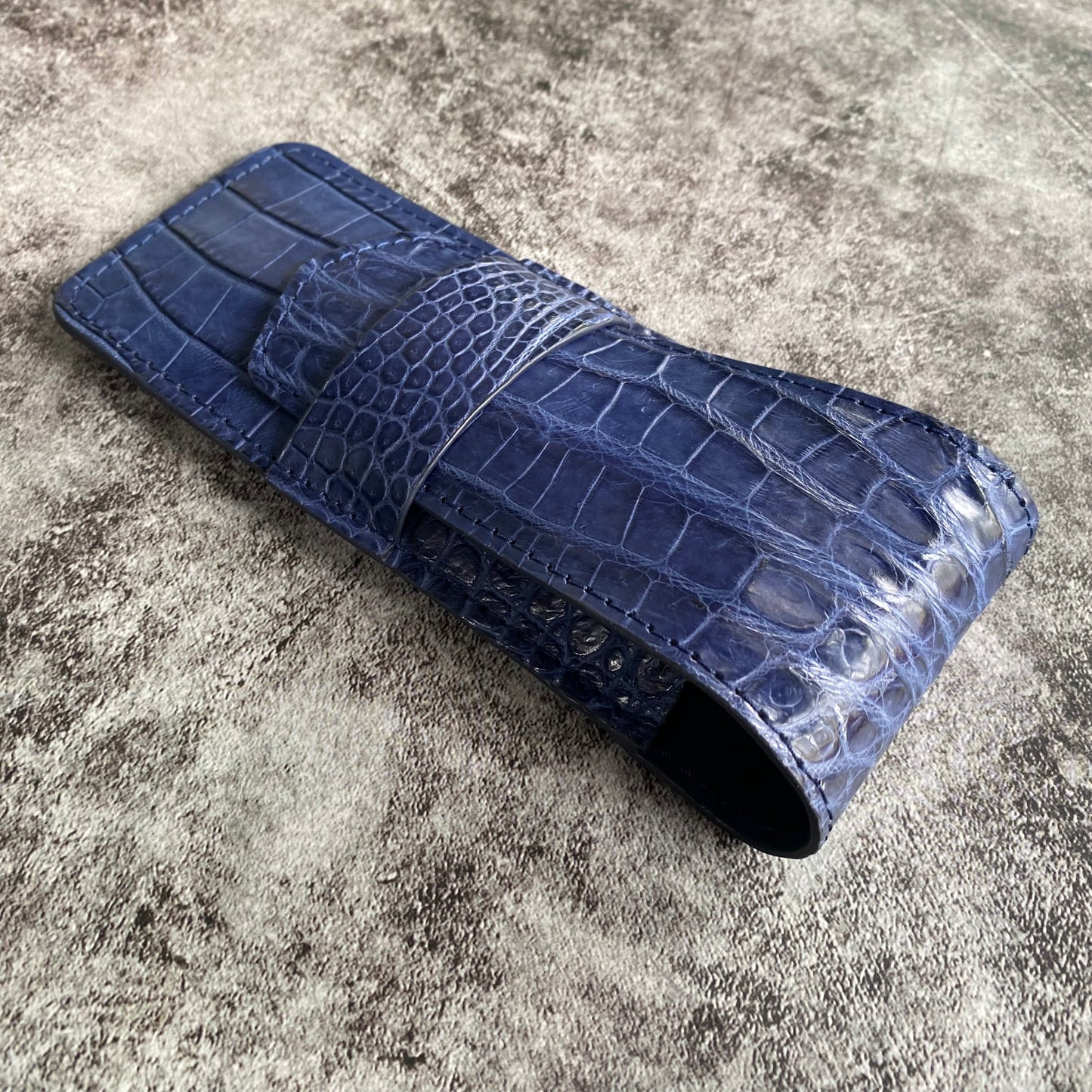 Navy Blue Alligator Pen Case