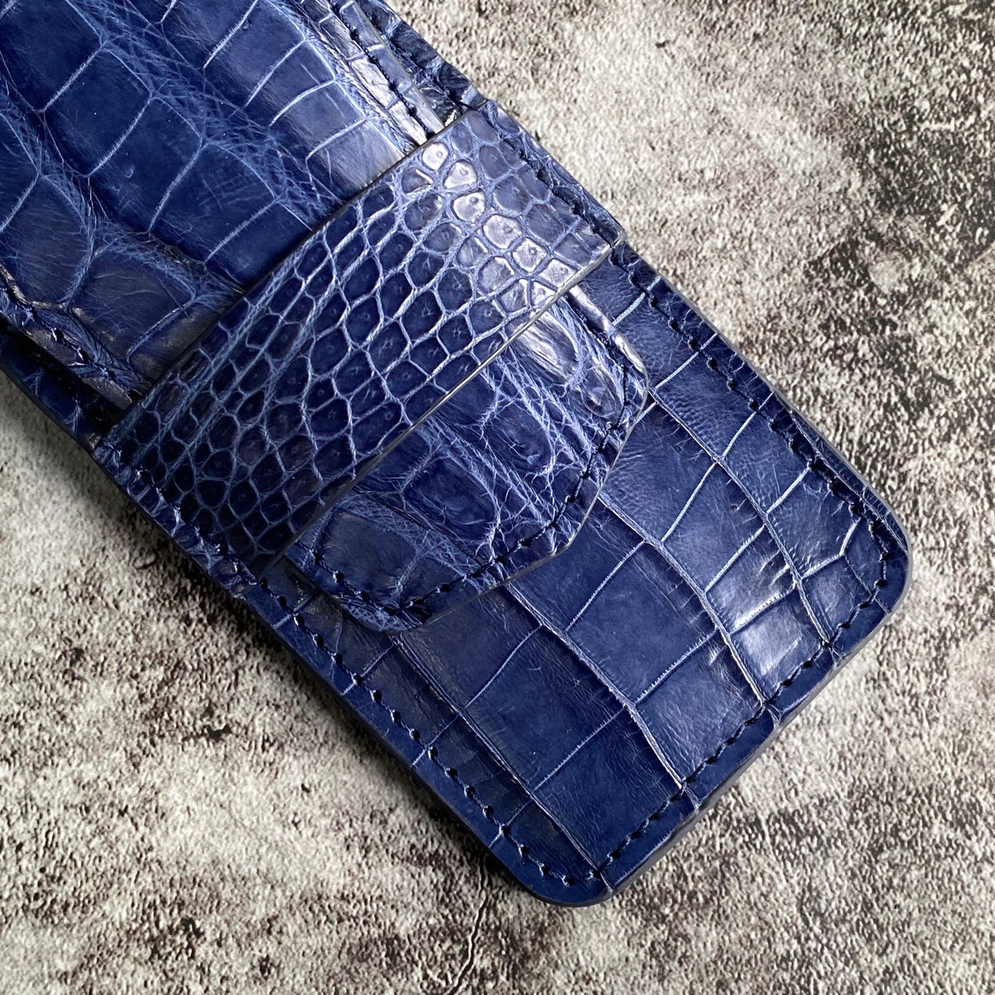 Navy Blue Alligator Pen Case