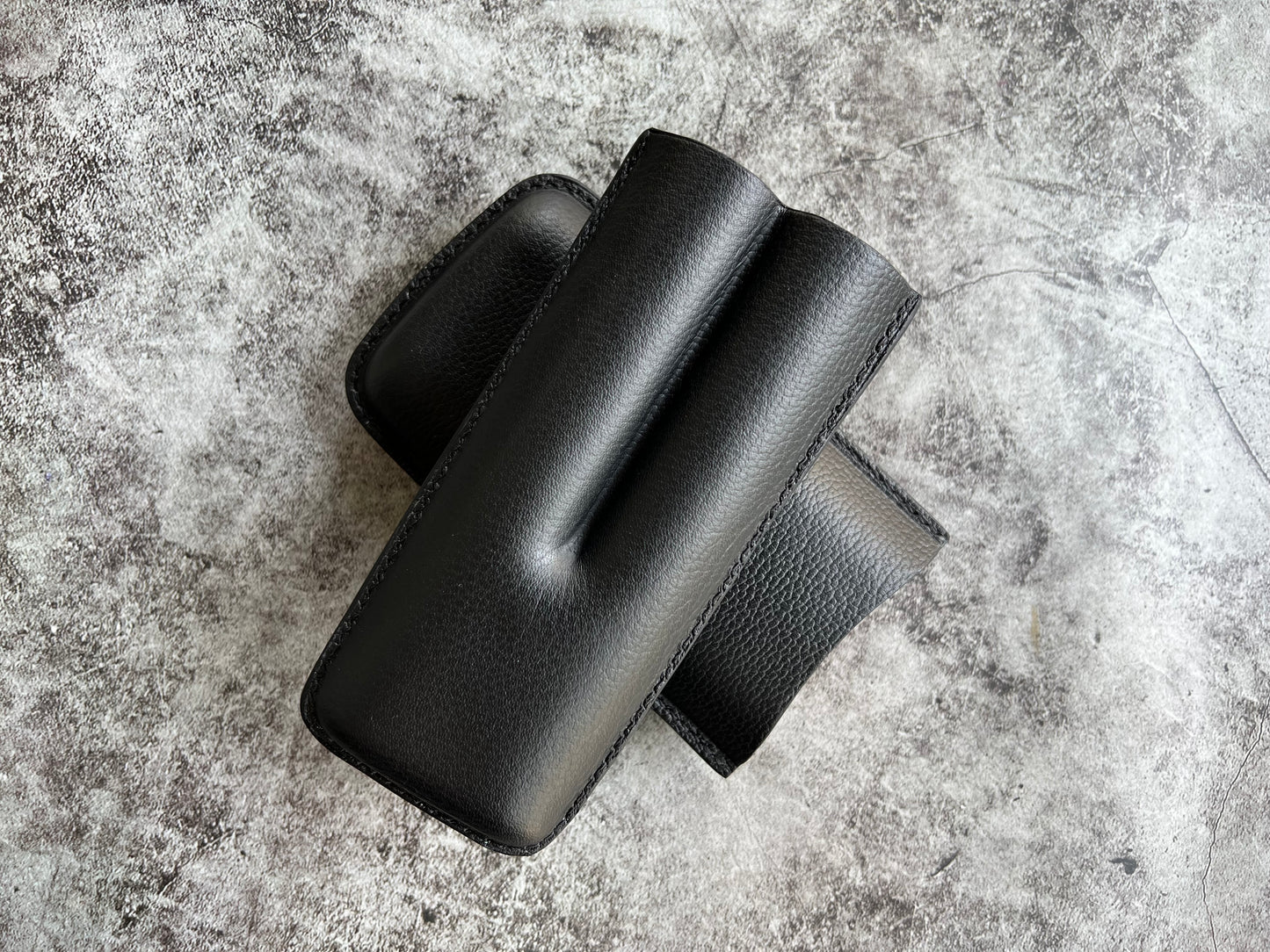 Handmade Black Leather Cigar Case, Leather Cigar Humidor, 2 to 3 Tubes Cigar Case