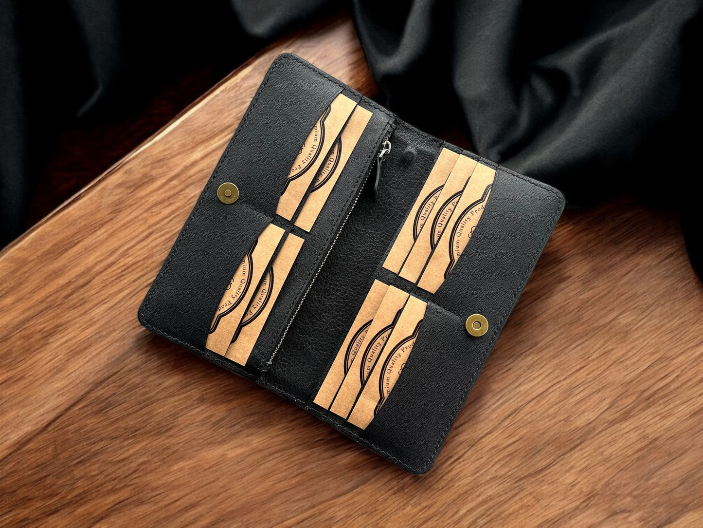 Santa Muerte Leather Carving Long Wallet