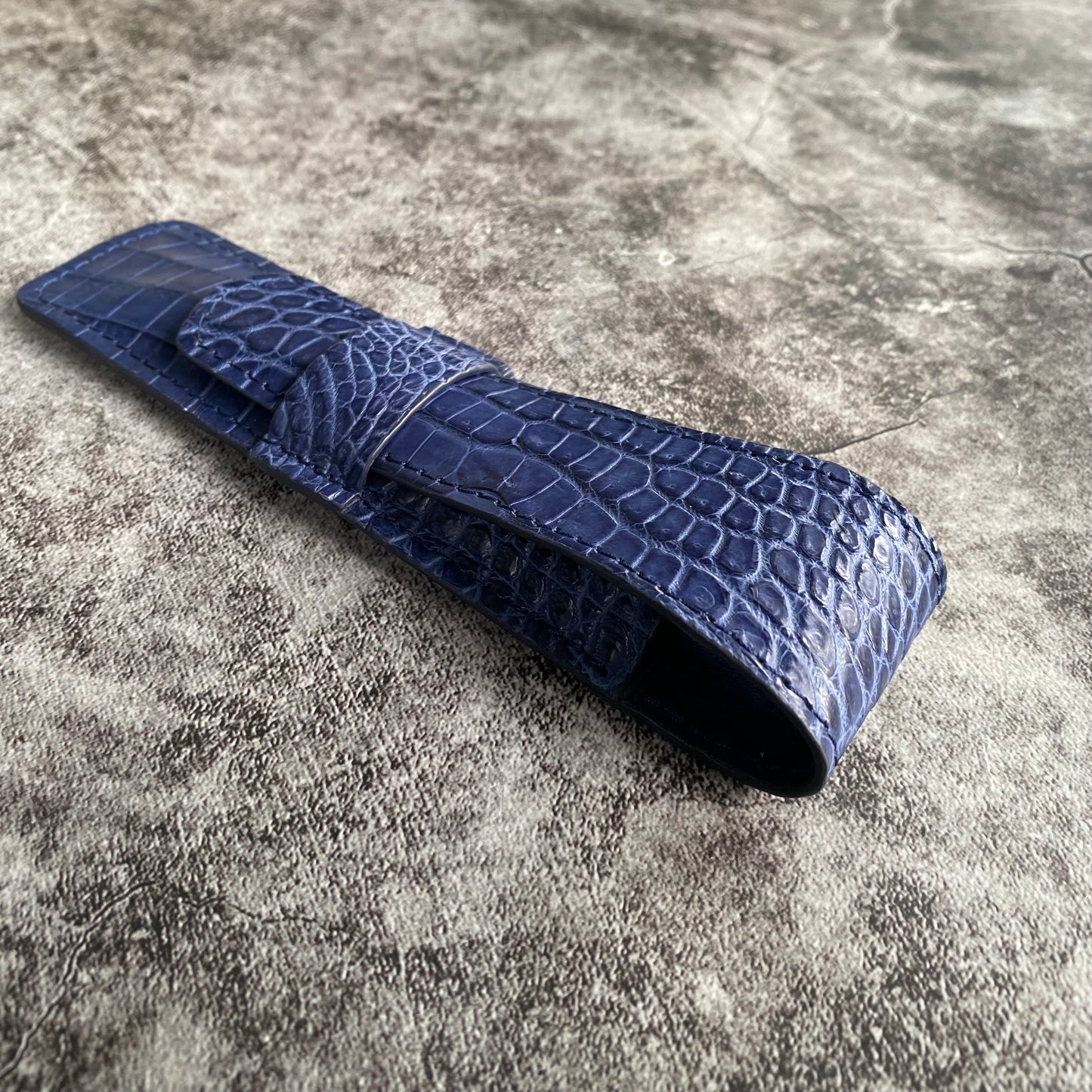 Navy Blue Alligator Pen Case